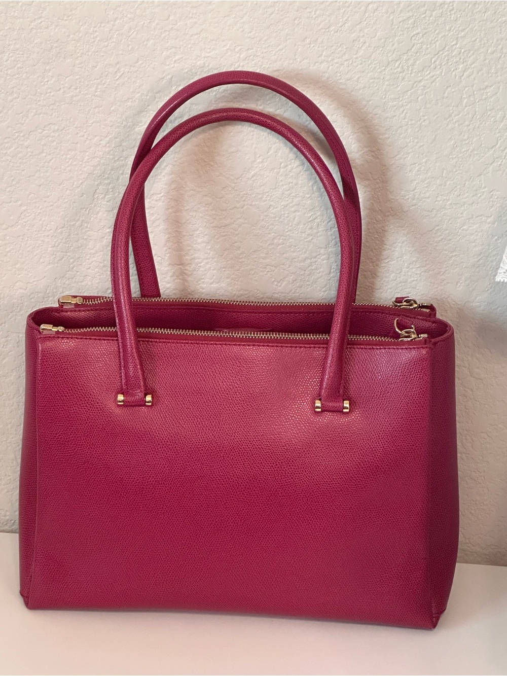 Furla Lotus Tote Bag in Vibrant Rose Pink Textured Leather EUC - Picture 3 of 10